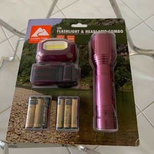 Ozark Trail Pink LED Flashlight and Headlamp Set
